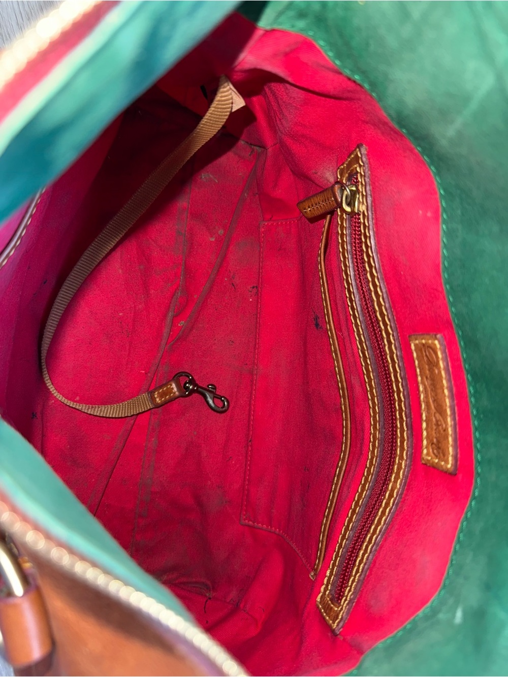 Dooney & Bourke Cognac Leather Tote with Tassels - Picture 5 of 6